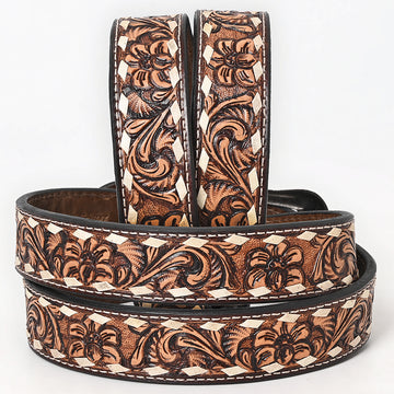 Premium Quality Floral Hand Carved Western Leather Men And Women Belt Brown